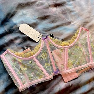 NWT For Love And Lemons Pink Flower Corset